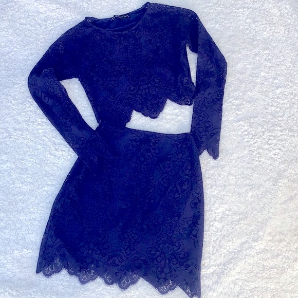 For Love & Lemons Midnight lace crop top skirt set - Picture 15 of 16